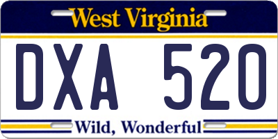WV license plate DXA520