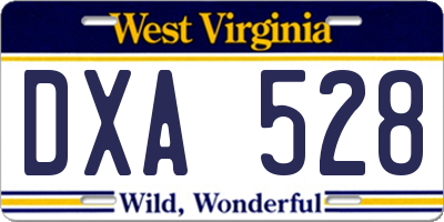 WV license plate DXA528