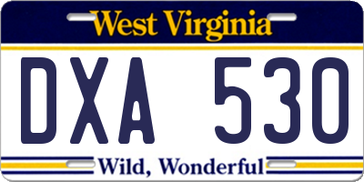 WV license plate DXA530