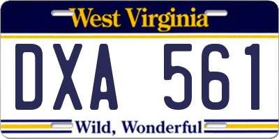 WV license plate DXA561