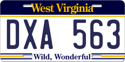 WV license plate DXA563