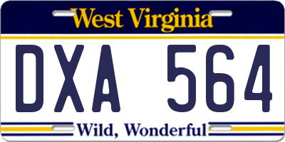 WV license plate DXA564