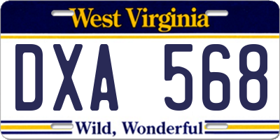 WV license plate DXA568