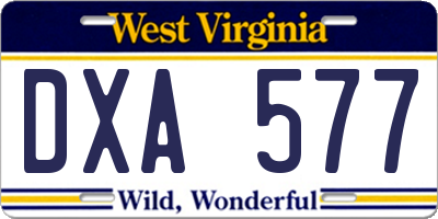 WV license plate DXA577