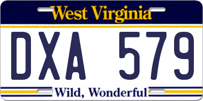 WV license plate DXA579