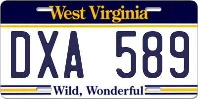 WV license plate DXA589