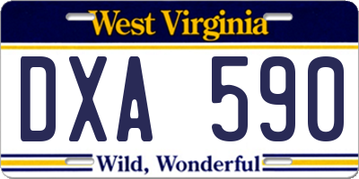 WV license plate DXA590