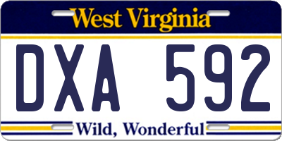 WV license plate DXA592