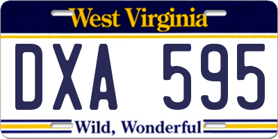 WV license plate DXA595