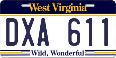 WV license plate DXA611