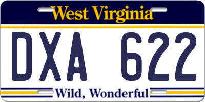 WV license plate DXA622