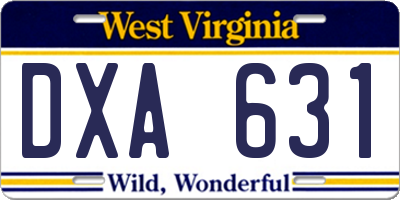 WV license plate DXA631