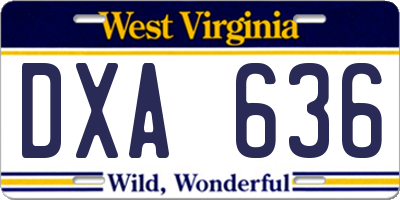 WV license plate DXA636