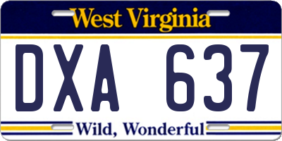 WV license plate DXA637