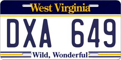 WV license plate DXA649