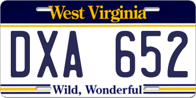 WV license plate DXA652