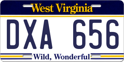WV license plate DXA656