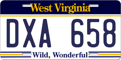 WV license plate DXA658