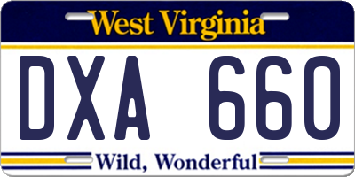 WV license plate DXA660