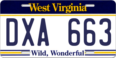 WV license plate DXA663