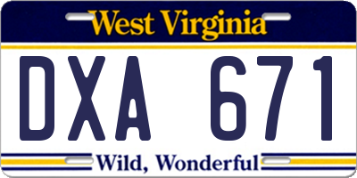 WV license plate DXA671
