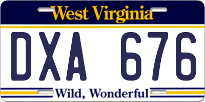 WV license plate DXA676