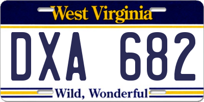 WV license plate DXA682