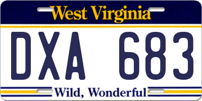 WV license plate DXA683