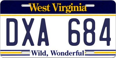 WV license plate DXA684
