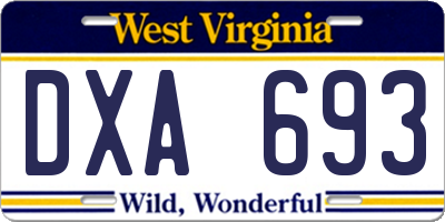 WV license plate DXA693
