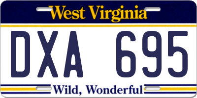 WV license plate DXA695