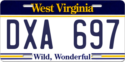 WV license plate DXA697