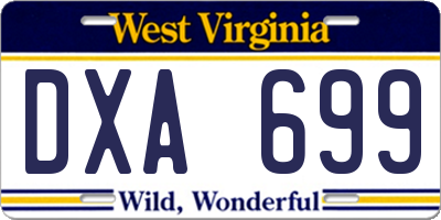 WV license plate DXA699