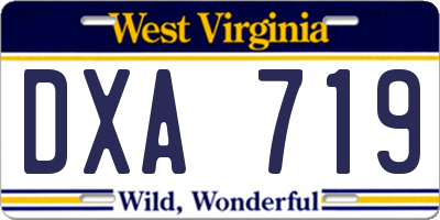 WV license plate DXA719