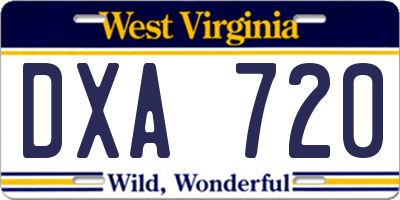 WV license plate DXA720