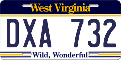 WV license plate DXA732
