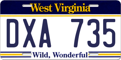 WV license plate DXA735