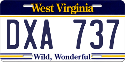 WV license plate DXA737