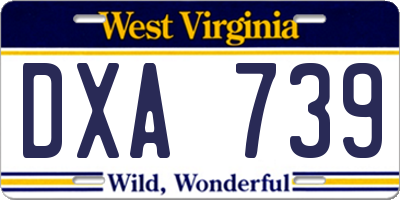 WV license plate DXA739
