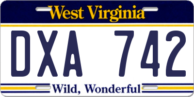 WV license plate DXA742
