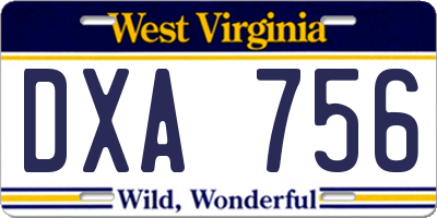 WV license plate DXA756