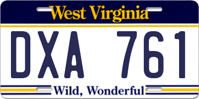 WV license plate DXA761
