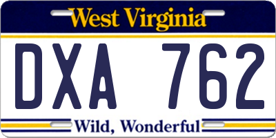 WV license plate DXA762