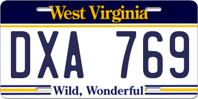 WV license plate DXA769
