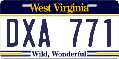 WV license plate DXA771