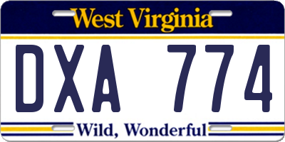 WV license plate DXA774
