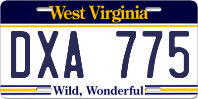 WV license plate DXA775
