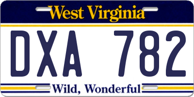 WV license plate DXA782