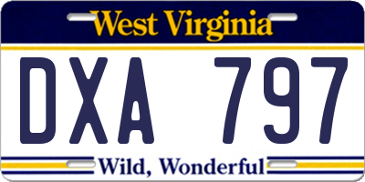 WV license plate DXA797
