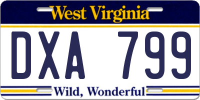 WV license plate DXA799